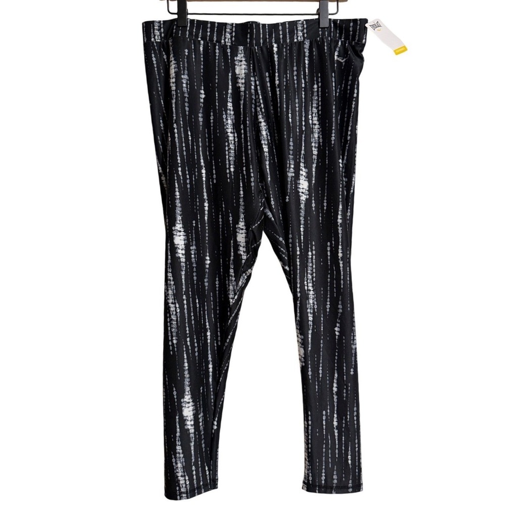 Everlast Wow Printed Luxe Leggings XL Black White Tie Dye Stripe
